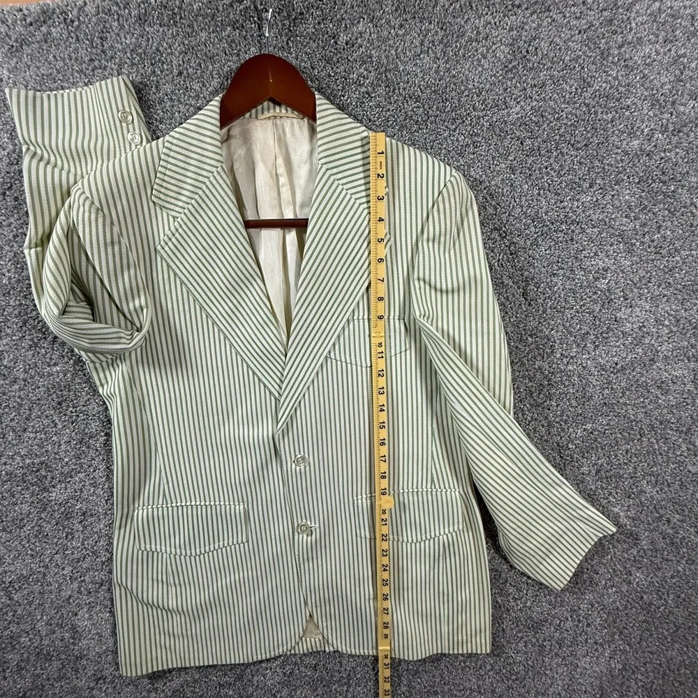 Palm Beach Vintage Mens 42R Blazer Green White Striped Sport Coat